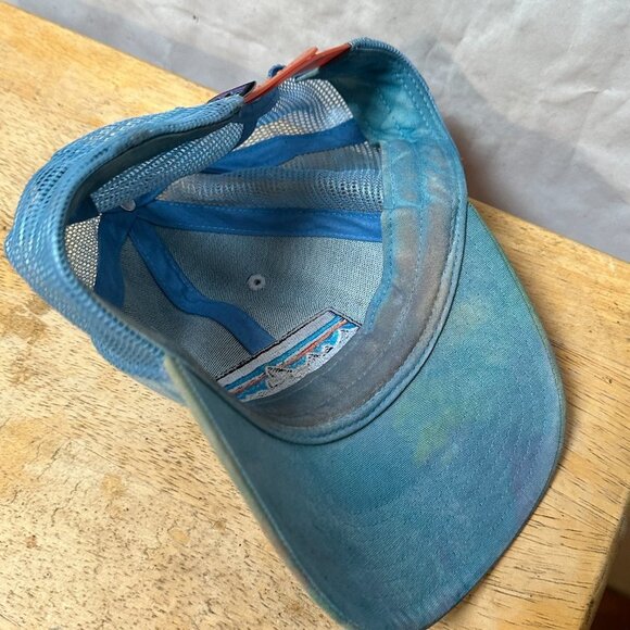 Vintage Patagonia Trucker Hat Snapback Tie Dye Blue Green Distressed Upcycled - Picture 3 of 4